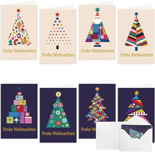 DERAYEE 16 Pcs Weihnachtskarten,15,2x10,2cm Klappkarten mit Umschlägen,Weihnachtspostkarte für Weihnachtsgeschenke Frohe Weihnachten