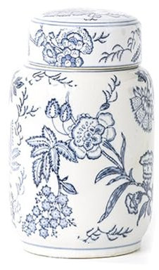 Blau -weißer Keramikgingerglas Vase Mit Deckel, Traditionelle Chinesische Dekorative Porzellanblumen -Tempelglas, Blumenvasen Glas Dekor Für Wohnzimmerregal Bücherre White-Q