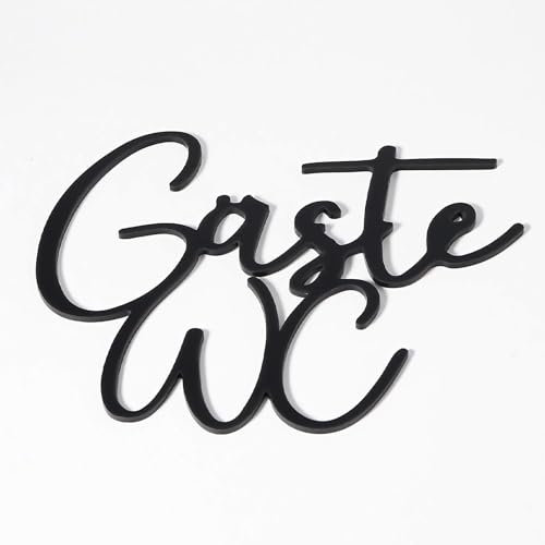 Gäste WC Türschild Selbstklebend - Personalisiertes Acryl Schild in Schwarz - Lustige Deko für Innen und Außenbereiche