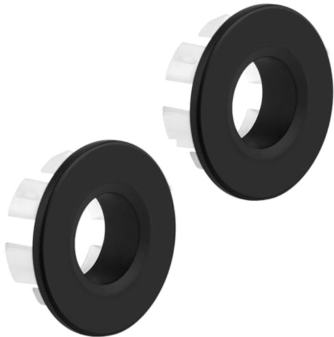 LICQIC Waschbecken Überlauf Abdeckung, 2 Stück Design A, Schwarz | Waschbecken Überlauf Ring, für Waschtisch Loch
