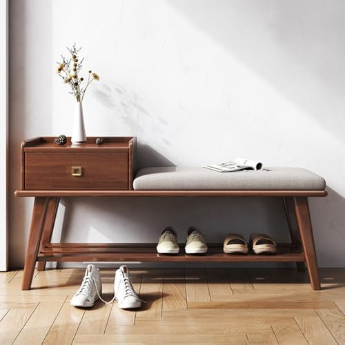 Holzbank Sitzbank，schuhregal mit sitzbank，Eingangsbank, Flur Garderobenbank，Multifunktionale Schuhbank und Bank am Fußende des Bettes，mit Schublade，moderner Retro，für Wohnzimmer, Flur,Eingangsbereich(