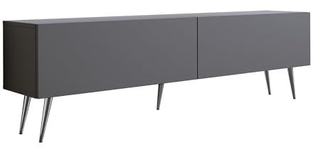3E 3xE living.com TV-Schrank in Farbe Anthrazit, Chrombeine, A: B: 170 cm, H: 52 cm, T: 32 cm,