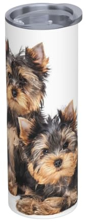 YXDVPALNE Two Yorkshire Terrier Puppies Water Bottle Insulated 20 Oz Stainless Steel Mug Vacuum Tumbler Water Flask