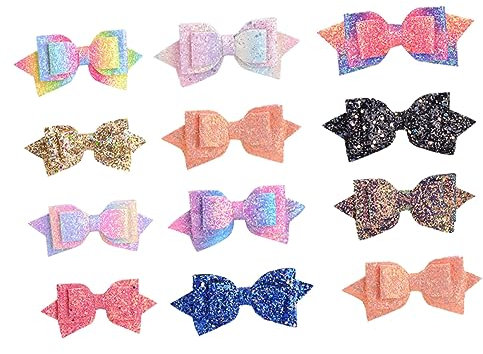 RORPOIR Set Di 12 Fermagli Per Con Paillettes E Fiocchi Per Per Bambine Accessori Alla Moda Per