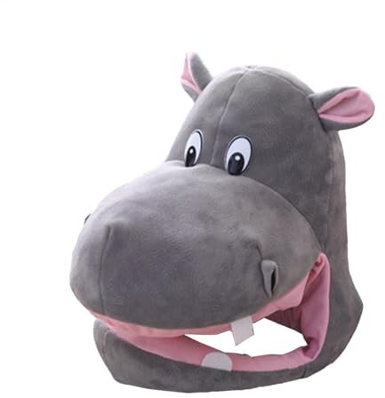 Generisch Soft Plush Hippo Costume, Funny Animal Headwear, Hippo Cap For Cosplay, Halloween, Christmas, And Animal Theme Parties, Comfortable And Playful Costume Accessory For Kids Or Adults