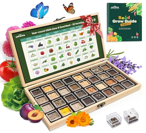 Zone 8 Heirloom Seed Bank, 32 Types Non-GMO Seeds for Planting Vegetables