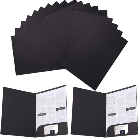 Präsentationsmappe a4 aus 350g/m² Kraftpapier Dokumentenmappe a4 Mappe mit Taschen Papier Urkundenmappe Sammelmappe fur Buro Konferenz Business, 310 x 220mm (20, Schwarz)