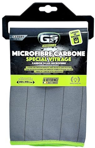 GS27 - Microfibre Carbone Spécial Vitrage - Finition sans Traces et sans Peluches - sans Risques de Rayures sur Les Surfaces Vitrées et Les Écrans Tactiles - Fibres Carbone Ultra Résistantes