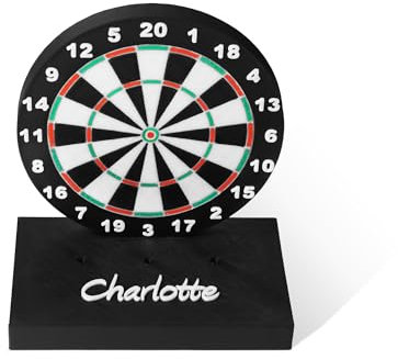 Personalisierte Dartscheibe Display Ständer mit Trophäenbasis, individuelle Namensgravur, Schwarz, 15 x 12 cm