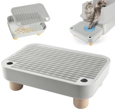 Rolcoassuns Rampa per Lettiera, Gradini/Scale per Gatti, Contenitore per Lettiera con Funzione Filtro e Piedini in Gomma Antiscivolo, Adatto a Gatti Piccoli e Anziani