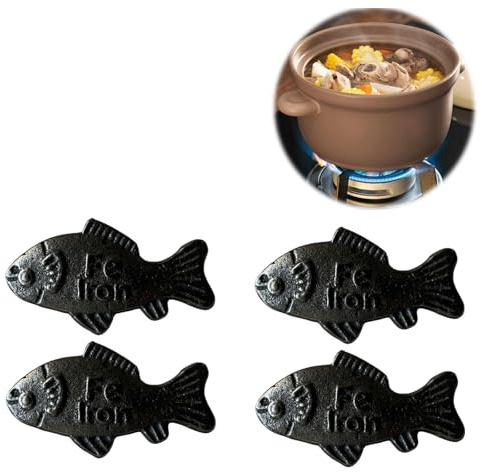 Yuelulala 4pcs Iron de Fish, Iron Deficiency, Iron de Fish, Set of 4 Durable Iron Material for Daily Cooking and Outdoor Use (A157-4)