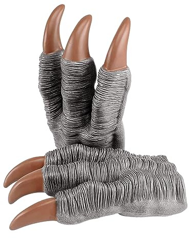 FakeFace Dino Krallenhandschuhe | Latex Kostüm Halloween Fasching Karneval | detailreiche Dinosaurierhaut, Unisex Einheitsgröße, für Halloween Cosplay Mottoparty, weiches Material