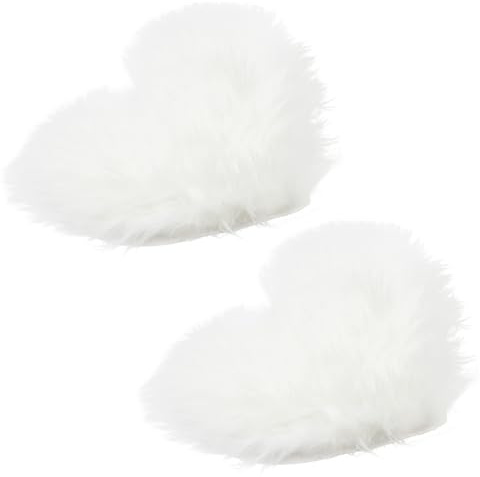 Luomorgo 2 Pcs Heart Shaped Faux Fur Rugs Small - 12x16 Inch Fluffy Plush Area Carpets for Locker, Tabletop & Nail Art Photography, Jewelry Photo Props Background (White)