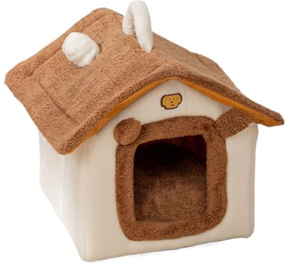 Kaverne-Katzenbetten – Haus aus Fleece, gemütlicher Tierheim, tragbare Liegemulde, Schlafplatz seit der Saison | Gepolsterte Bodenmatte, groß, mittel