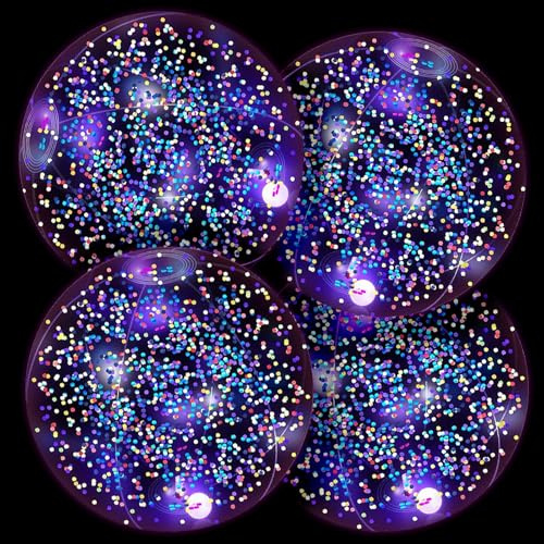 Palla Gonfiabile Spiaggia Glitter, 4 Pezzi LED Palloni Gonfiabili, Palla Piscina con Paillettes Colorate, LED Pallone da Gonfiabile Glitter per Feste in Spiaggia e in Piscina (Colorate)