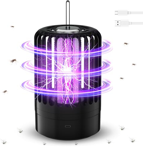Mückenvernichter-Lampe, 4200V Elektrischer Insektenvernichter, Fliegenvernichter, Tragbarer Insektenvernichter mit Nachtlicht für Fliegende Insekten Camping Innen ßenbereich