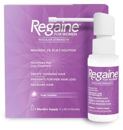 Regaine for Women 2% Minoxidil Regular Strength Scalp Solution for Hair Regrowth (1x 60 ml), Scientifically Proven to Help Stop and Reverse Hereditary Female Hair Loss, Revitalise Hair Follicles