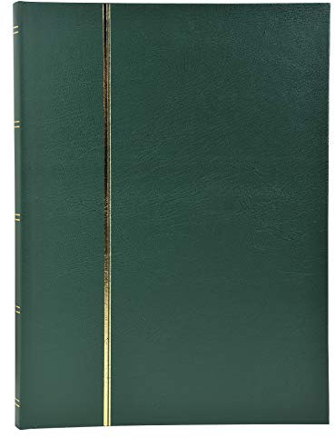 Exacompta 26155E Premium Briefmarken-Sammel-Album Classic mit 48 schwarzen Seiten Einsteckbuch aus Halbleder für Ihr Hobby Briefmarkenalbum grün