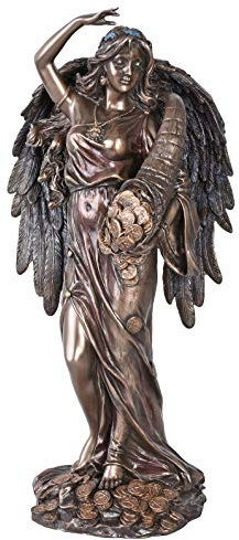 Mythologische Figur Glücksgöttin Fortuna für Geldsegen Keramikmasse Bronzeschicht wu75254A4 Palazzo Exklusiv