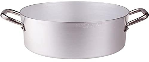 Ollas Agnelli Cazuela Alta de Aluminio, con 2 Asas en Acero Inoxidable, Plata, 18 litros
