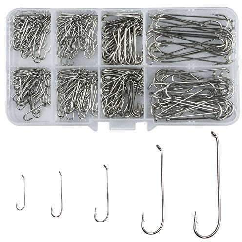 Shaddock 350stk Angelhaken Set Weiß langem Schaft Streamer Trocken Fliegen Binden 79580 High Carbon Stahl Angeln Haken für Jig Set