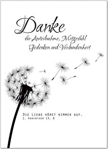 Trauer Danksagungskarten mit Umschlag | Motiv: Pusteblume, 10 Stück | Dankeskarten DIN A6 Set | Trauerkarten Danksagung Danke sagen