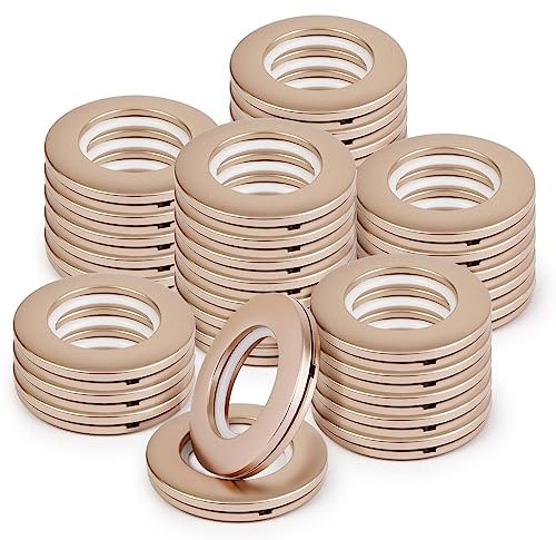 WCIC Anneaux Rideau 40mm Œillets pour Tringle Ronde, 32 Pièces en Plastique avec Clips, Café, pour Fenêtre, Salle de Bain, Placard, Porte