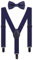 WANYING Kinder Baby Hosenträger Fliege Set 1-5 Jahre Jungen Mädchen 3 Schwarz Clips Y-Form Elastisch Hosenträger für Kleinkind - Marineblau