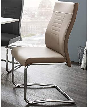 möbelando Schwingstuhl Küchenstuhl Esszimmerstuhl Polsterstuhl Stuhl Luton I (4-er Set) Cappuccino Braun