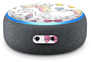 Skins4u Aufkleber Design Schutzfolie Sticker kompatibel mit Amazon Echo Dot 3.Generation Skin Cover Folie selbstklebend (Einhorn Draw)