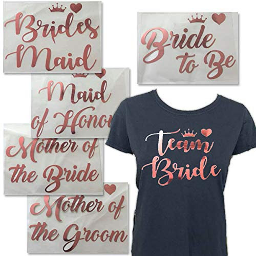Mother of The Groom Rose Gold Foil Iron on T Shirt Transfer Transfers Stickers for Hen Night Party Do Accessories