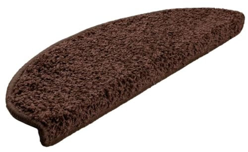 vidaXL 15x Stufenmatte Halbrund rutschfest Stufenmatten Treppenmatten Treppenteppich Stufenschoner Treppenschoner Treppenschutz Matte Braun 65x21x4cm