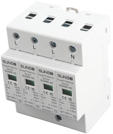 Protezione contro le sovratensioni domestiche, 4P 220V 40KA Casa Din Rail Dispositivo scaricatore a bassa tensione per protezione contro i fulmini