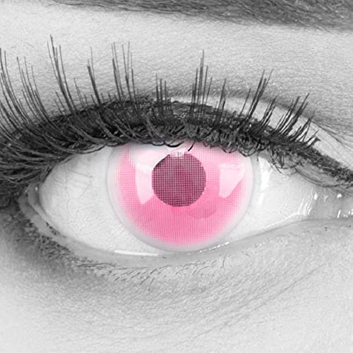 Farbige Pinke Kontaktlinsen 1 Paar Demon Nezuko - Anime Pink Circle Lenses Heroes Of Cosplay - Dämonentöter Demon Slayer. Monatlinsen für Kostüme, Halloween mit gratis Linsenbehälter - Ohne Stärke