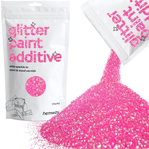 Hemway Glitter Paint Additive - Baby Pink Iridescent | Chunky Metallic Flakes for Adding Sparkle to Paints & Wood Varnish | Add to Emulsion, Acrylic & Latex for Indoor Sparkly Walls | 100 g