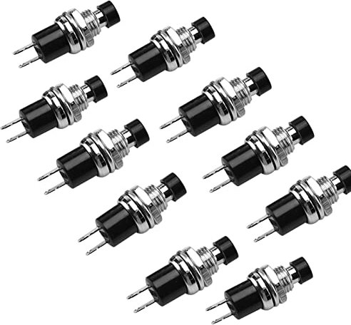 Yosoo Health Gear - Interruptor de botón momentáneo (10 unidades, mini interruptor de botón redondo PBS-110, normalmente abierto, negro