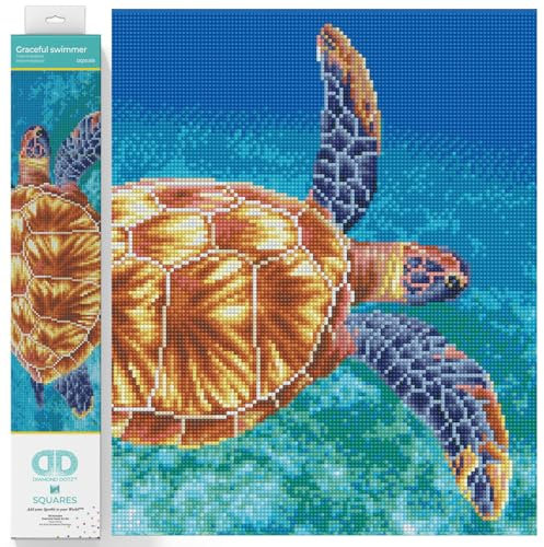 Diamond Dotz DQ10-013 Squares Graceful swimmer, ca. 37 x 52 cm groß, Diamond Painting, Malen mit Diamanten, funkelndes Bild zum Selbstgestalten, für Kinder und Erwachsene