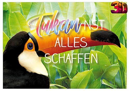 KE - 3D Effekt Geburtstagskarte, Lustige Postkarte mit Spruch, 150x105mm - Motiv: Tukan