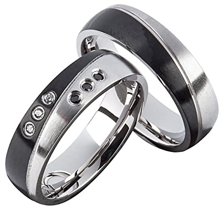 Schmuck Depot Eheringe Partnerringe Verlobungsringe Edelstahl mit Zirkonia + Gravur Antragsringe Trauringe Eheringe | 3140