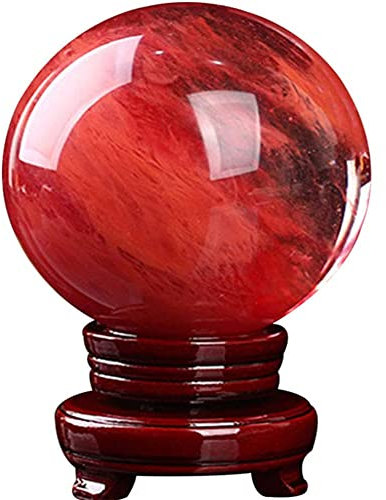 ZCBYBT Rote Kristallkugel verwendet für Meditation, Wildtiertherapie, Kunstdekoration, Fotografie und Halterung Foto-Ball-Requisiten,4.7inch