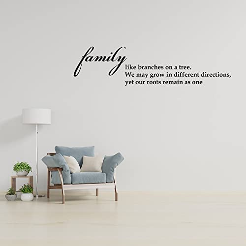 Wandtattoo, Motiv: Familie wie Äste auf einem Baum. Wir können in verschiedene Richtungen wachsen, aber unsere Wurzeln bleiben als ein Wandtattoo, Vinyl, Zitat, inspirierendes Familienzitat,