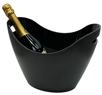 Secchiello per champang – Secchiello per bottiglie – grande, nero opaco, elegante, in plastica infrangibile, lavabile in lavastoviglie, dimensioni: circa 35 x 26 cm, capacità circa 6 litri