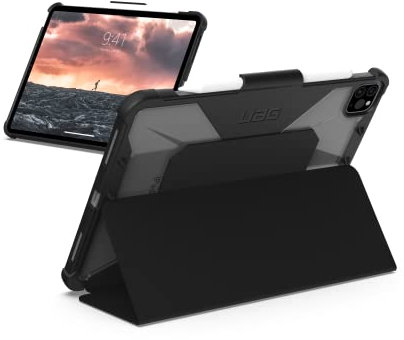 URBAN ARMOR GEAR Plyo Case Apple iPad Air 11 (M2-2024) / Air 10.9 (2022/2020) / iPad Pro 11 Hülle (Standfunktion, Apple Pencil Halterung, Wake/Sleep, Sturz- und stoßfest) schwarz/Ice
