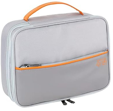 ACOPTON Cable Organizer Bag, Double Layer Multipurpose Electronic Organizer Waterproof Electronic Accessories Storage Case Removable Bulkhead Easy Carry Fit for Cable,Charger,USB,Power Bank(Gray)