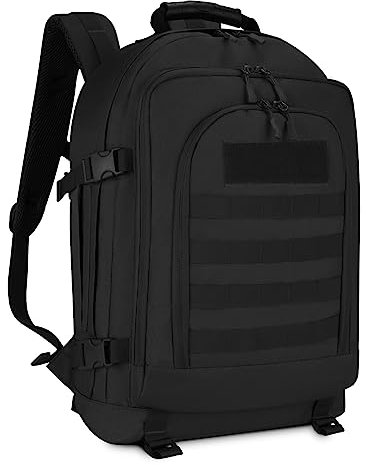 HUNTVP Taktischer Rucksack 50L Rucksack Erweiterbar MOLLE Wanderrucksack 50L Trekkingrucksack Herren Militär Rucksack Wasserdicht Bundeswehr Rucksack für Sport Outdoor Wandern Camping, Schwarz