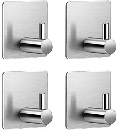 Kiemeu 4 Pack Self Adhesive Heavy Duty Sticky Hooks for Hanging, Walls, Bathroom Door Towels