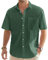J.VER Short Sleeve Shirts Mens Linen Summer Casaul Lightweight Cotton Regular Fit Holiday Beach Button Down Shirt with Pocket Army Green XL