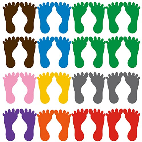 STOBOK 18 Paare FußAbdruck Bodenaufkleber Fußabdruckaufkleber FüR Kindergarten Klassenzimmer Dekoration, Pvc Wasserdicht Und Abnehmbar, Bunte Farben, 11x6cm