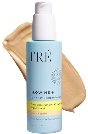 FRÉ Lightweight Tinted Moisturizer | Tinted Mineral Sunscreen Face, SPF with Tint & Tinted Moisturizer with Sunscreen | Light-Medium, 1.69 fl oz