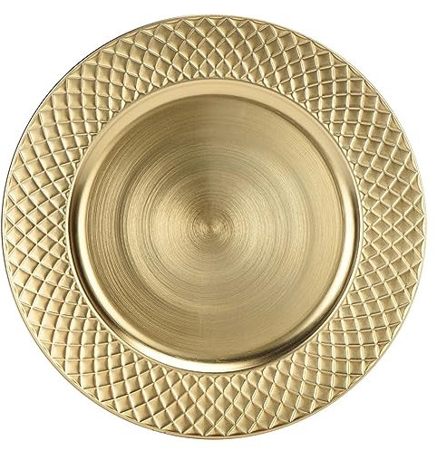 CAMOFOXIN 33 cm Platzteller, 6 Stück, antike Platzteller, Großpackung für Hochzeit, runde Abendessen Ladegeräte für Party, Geburtstag (Gold)